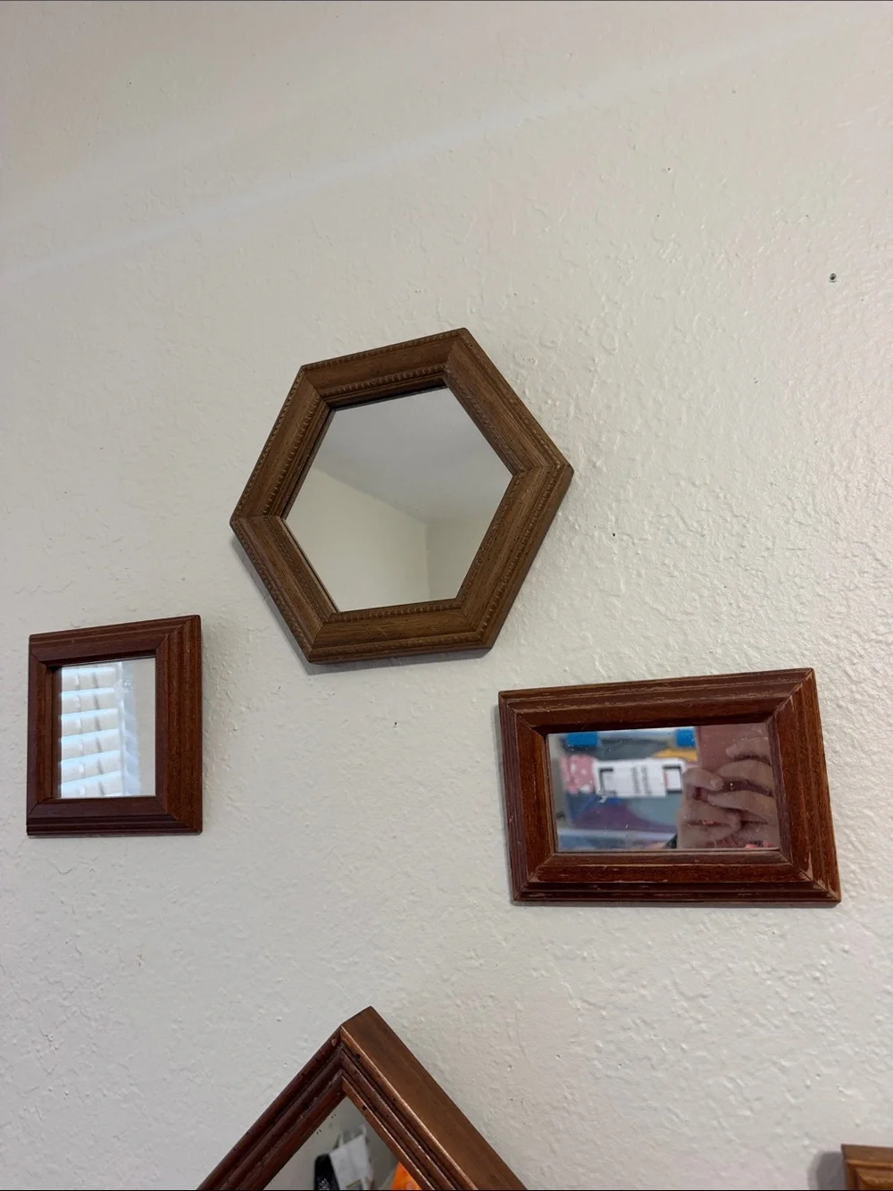 Vintage mirrors in wood frame set 5 mirrors cottagecore granny country rustic